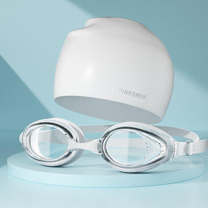 Large Frame HD Waterproof Anti-fog Swimming Goggles Swimming Cap