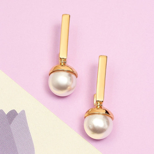 Square And Round Face French Pearl Earrings Niche