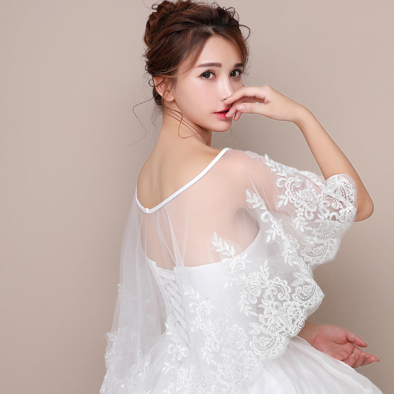 The Wedding Dress Was Thin, Covering The Meat And Covering The Arms, Lace Shawl