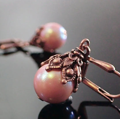 He Cheng Fashion Retro Distressed Inlaid Natural Artificial Pearl Earrings