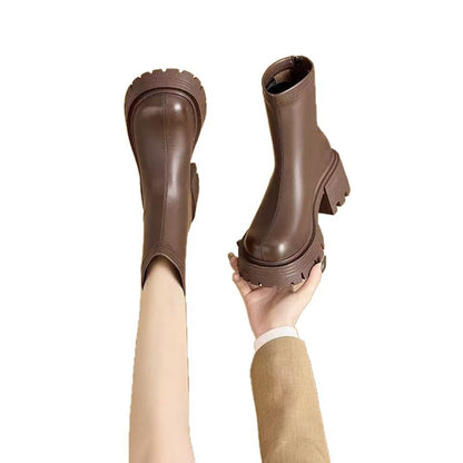 British Style Thin And All-matching Platform Ankle Boots