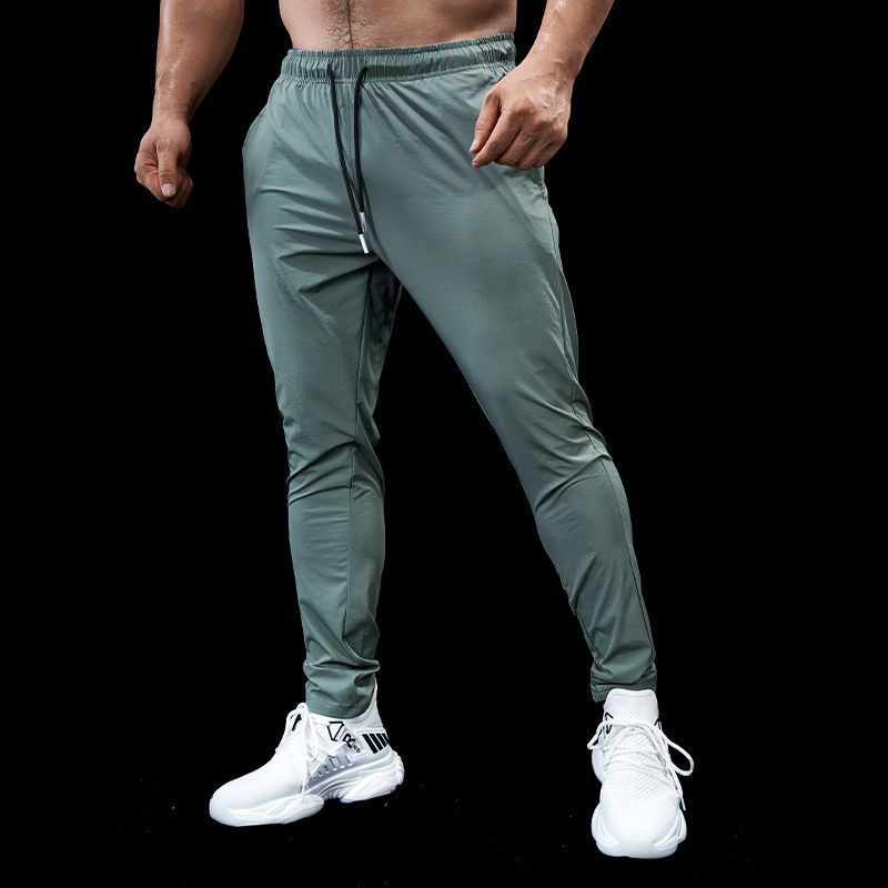 Men's Solid Color Casual Ice Silk Sports Quick-drying Trousers