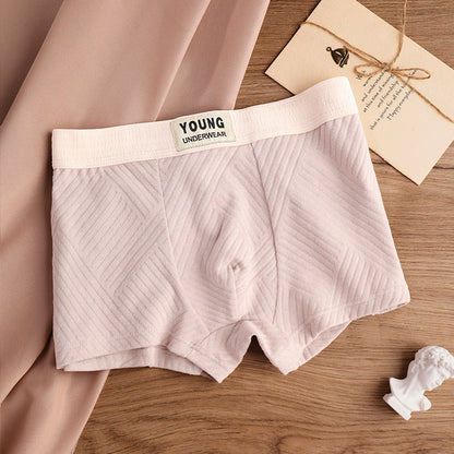 Cotton Men's Mid Waist Texture Boxer Briefs