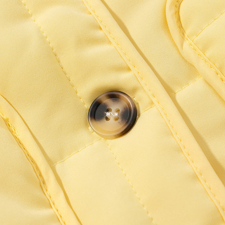 Autumn Women Clothing Yellow Quilted Cotton Plaid Cotton Clothing Cotton Coat