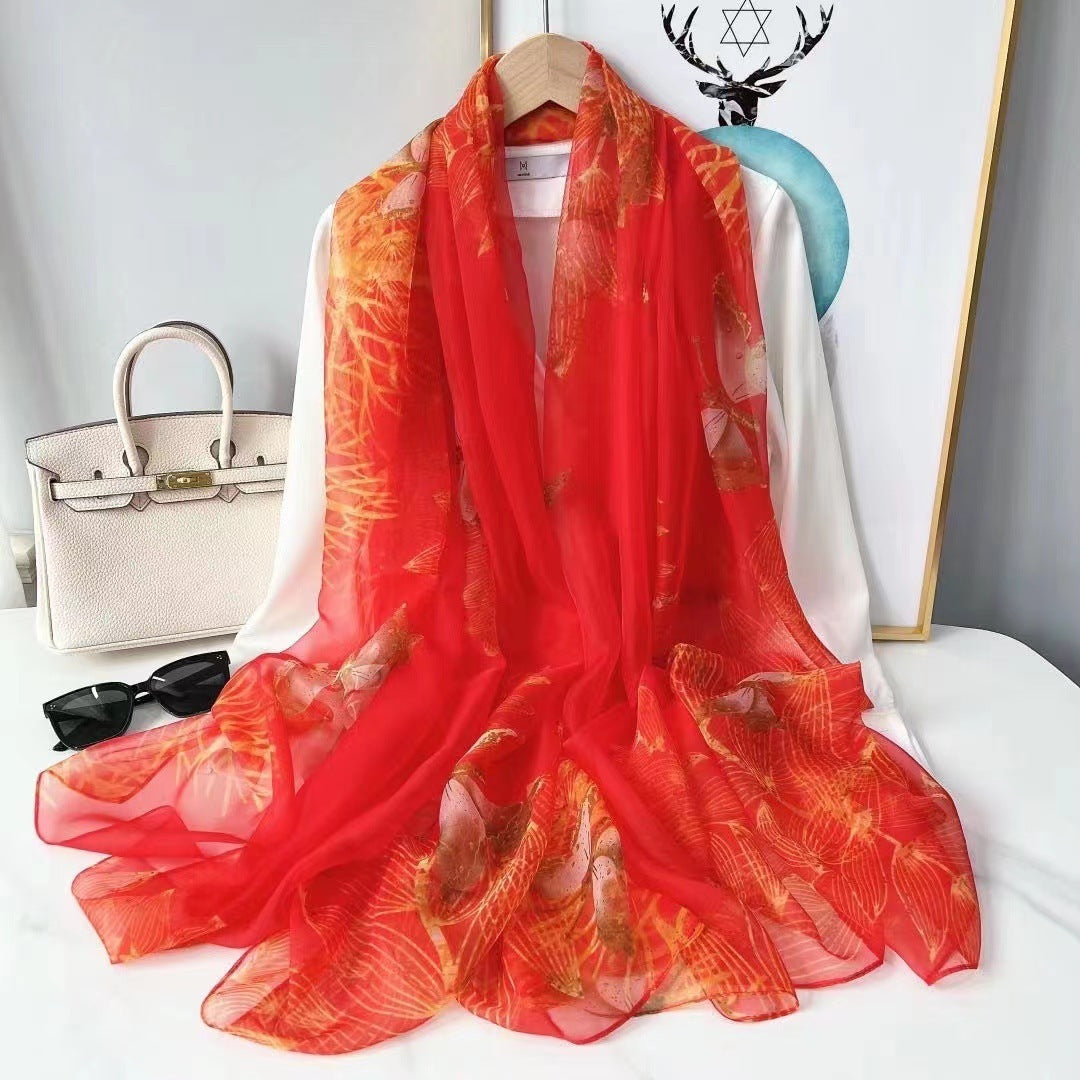 Yourou China Rose Printed Scarf