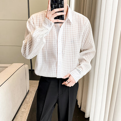 Loose Draping Inner White Plaid Shirt