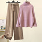 Sweater Lace-up Cropped Drooping Wide Leg Pants Suit