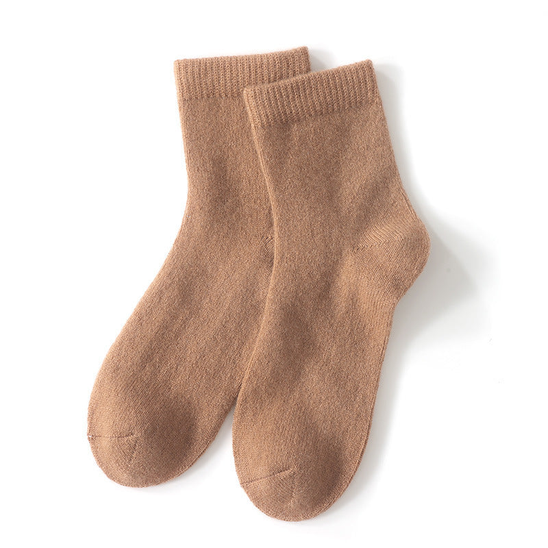 Mid-High Tube Pure Color Cashmere Socks Unisex Maternity Socks Winter Cold Thick Socks Warm