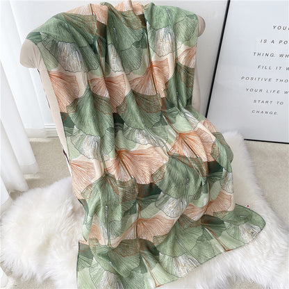 Ginkgo Leaf Scarf Women's Simple Line Versatile Decorative Shawl