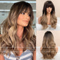Air Bangs Big Wave Long Curly Hair Gradient Wig