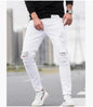 Men's Solid Color Cuffed Straight Jeans Casual And Comfortable Slim Fit