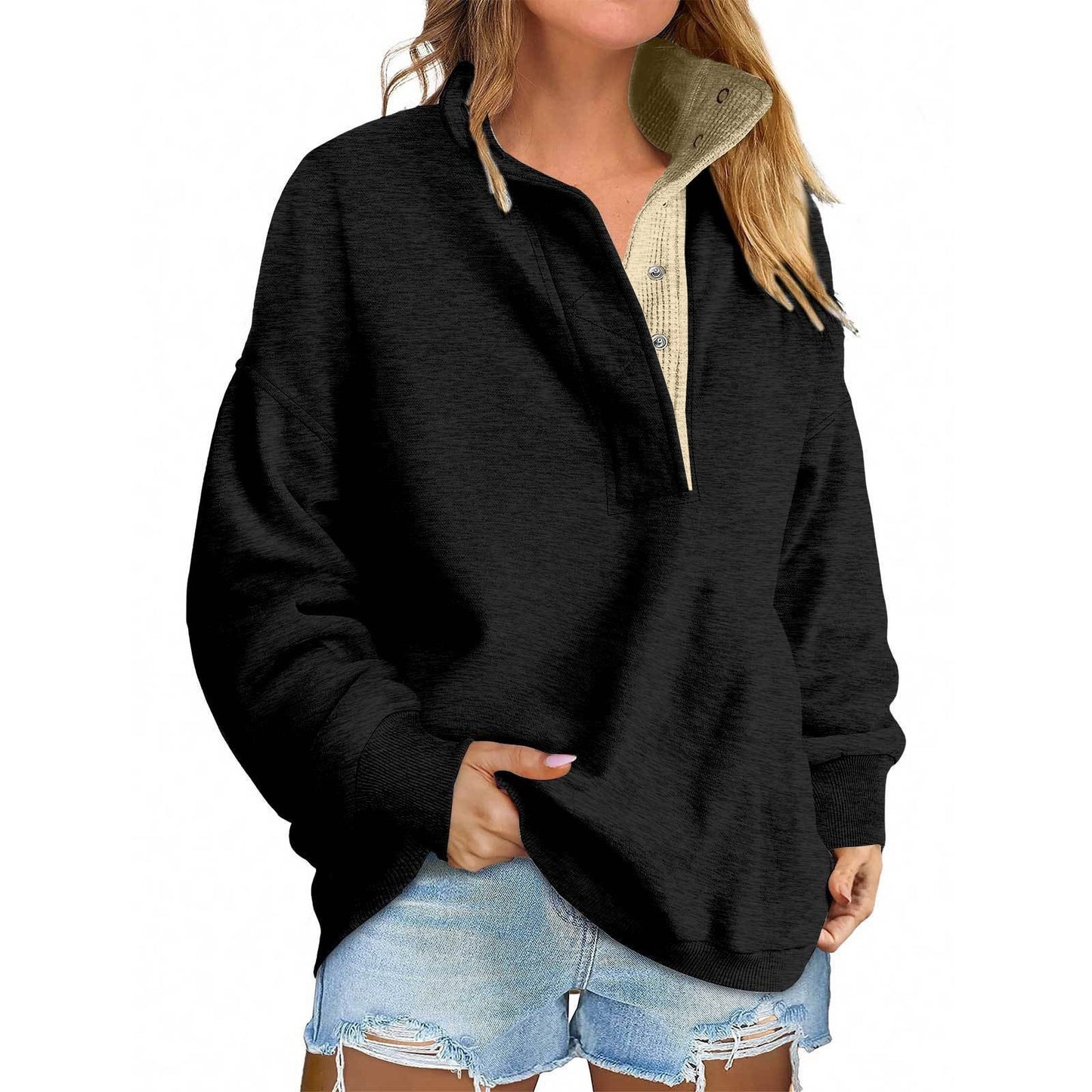 Pullover Leisure Loose Button Sweater For Women