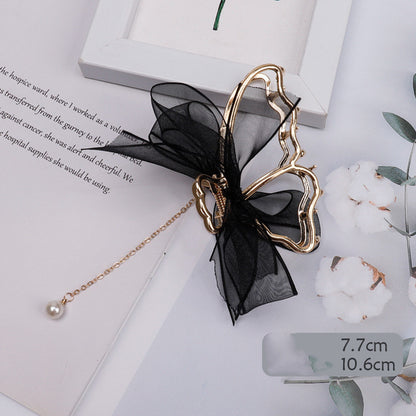 Mesh Bow Hairpin Female Disc Hair Grabbing Clip