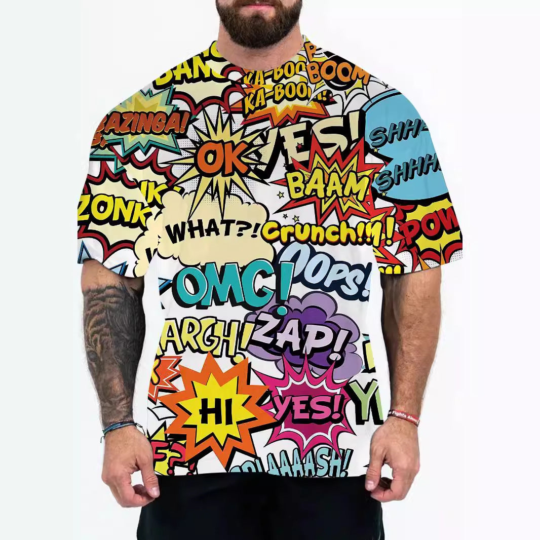 European And American Adult Men's T-shirt Cross-border Non-hooded Short Sleeve