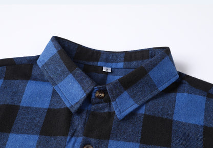 A Long-sleeved Pocket Checked Shirt With A Lapel For Young Men In Autumn And