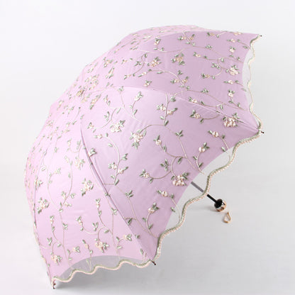 Double Lace Embroidered Umbrellas Storage Umbrella Sunshade