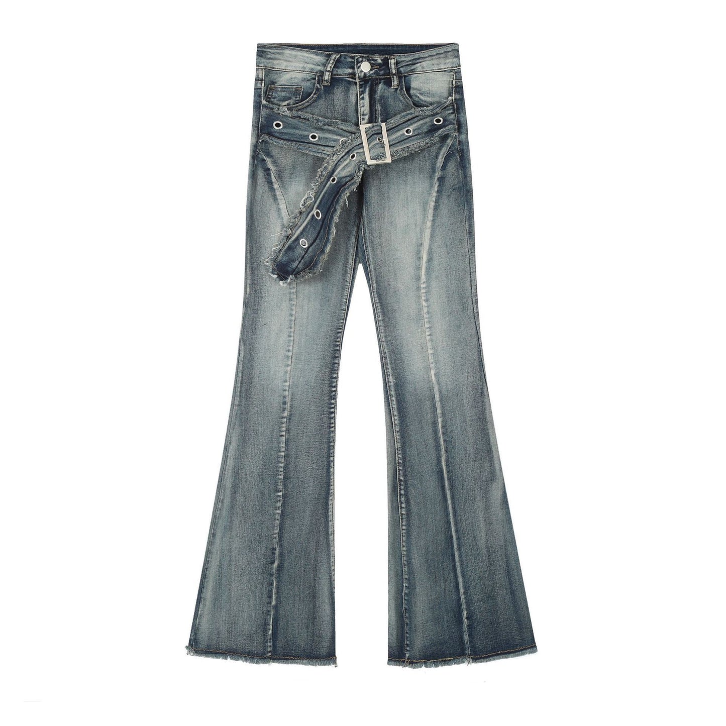 Jeans Women's Frayed Flared Pants Stretch Pants