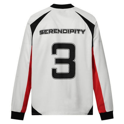 American Retro Stitching Long Sleeve T-shirt Men