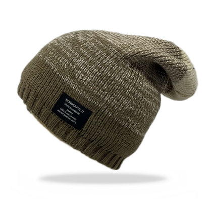 Mixed Color Plus Fluff Knitted Hat Unisex