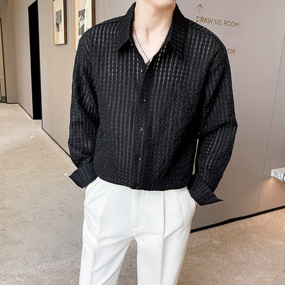 Loose Draping Inner White Plaid Shirt