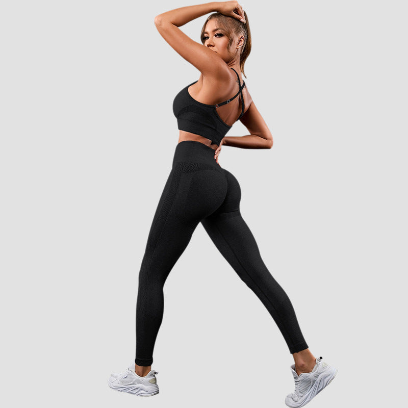 Sports Underwear For Women Shockproof Vest Bra Set Workout Sweat Yoga Belly Contracting High-waisted Trousers