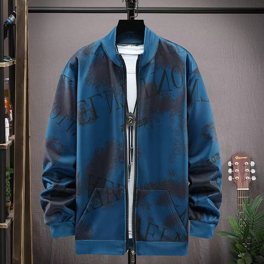 Men's Camouflage Coat Men's Zipped Stand Collar Sweater Jacket Long Sleeve Thin Coat