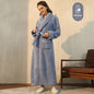 Autumn And Winter Thickened Cotton Velvet Nightgown Men's Winter Plus-sized Plus Size Light Luxury Couple Bathrobe Women's Extended Pajamas