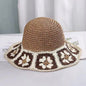 Fashion Personality Handmade Crocheted Flower Straw Hat Women