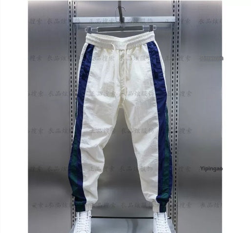 Men's Stitching Sports Elasticity Elastic Waist Ankle-tied All-matching Casual Pants