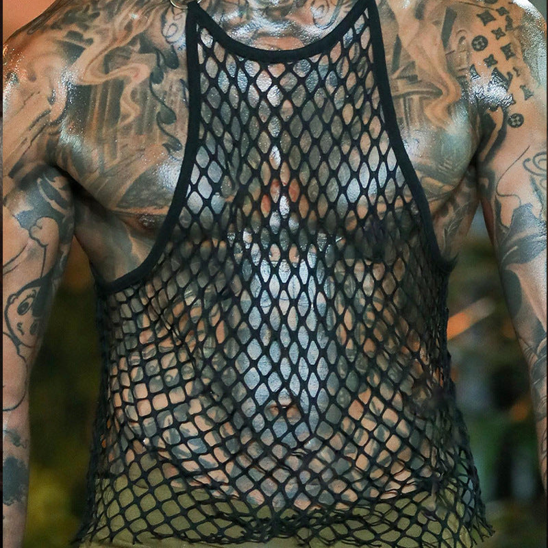 European And American Men See-through Mesh Vest