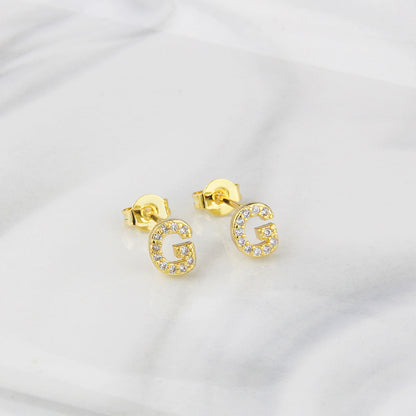 Ins European And American Diamond English Alphabet Letter Earrings