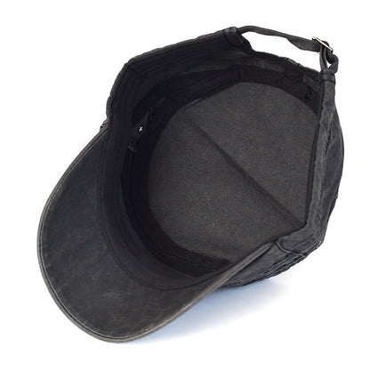 Men's Outdoor Sunshade Pure Color Washed Cotton Flat-top Cap