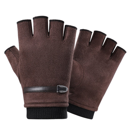 Half Finger Gloves Suede Leaking Finger Sports Outdoor Riding
