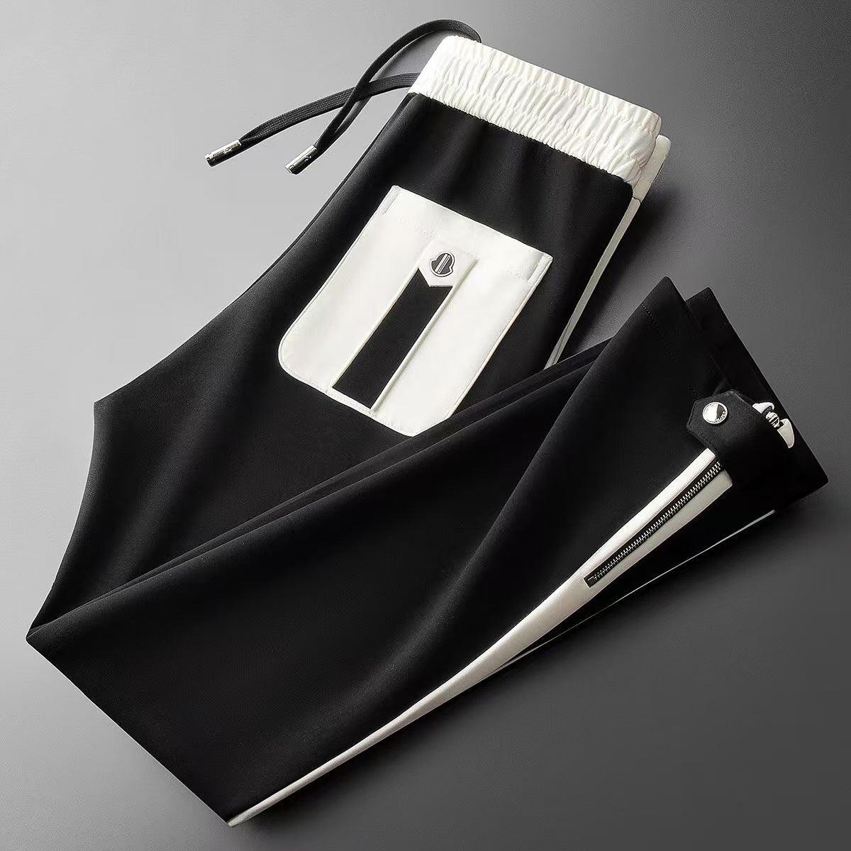 Light Luxury Fall Winter Fashion Trendy Brand Color Contrast Patchwork Space Cotton Pants Men