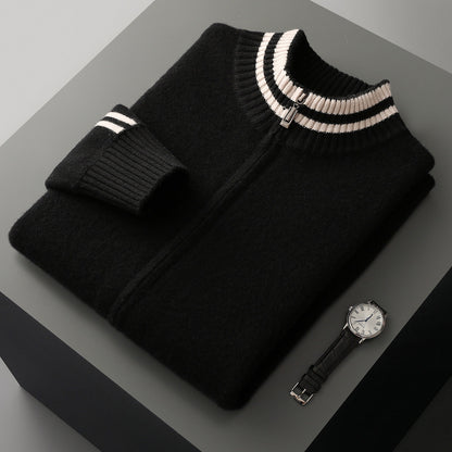 Men's Half-high Collar Knitted Slim-fitting All-matching Striped Korean Sweater