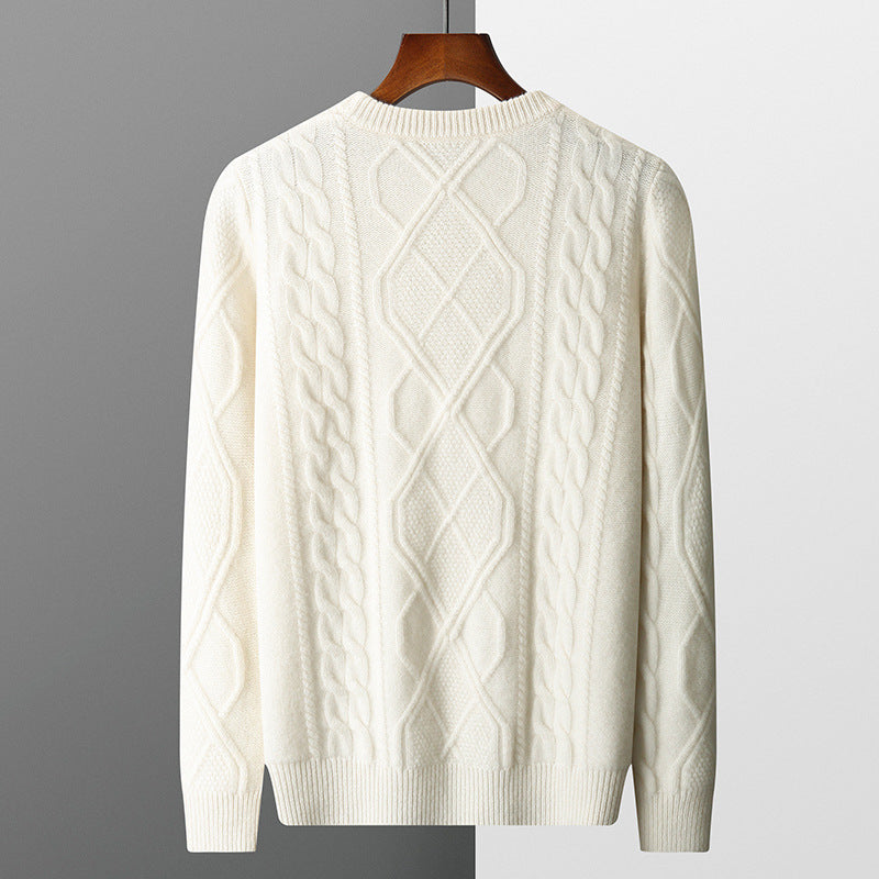 Men's Pullover Twist Round Neck Base Knitwear Loose-fitting Oversized Sweater
