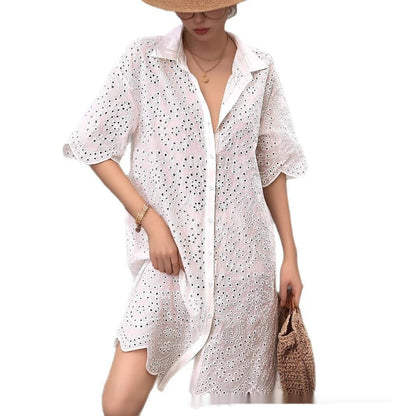 Hollow Cardigan Fashion Short Sleeve Dress