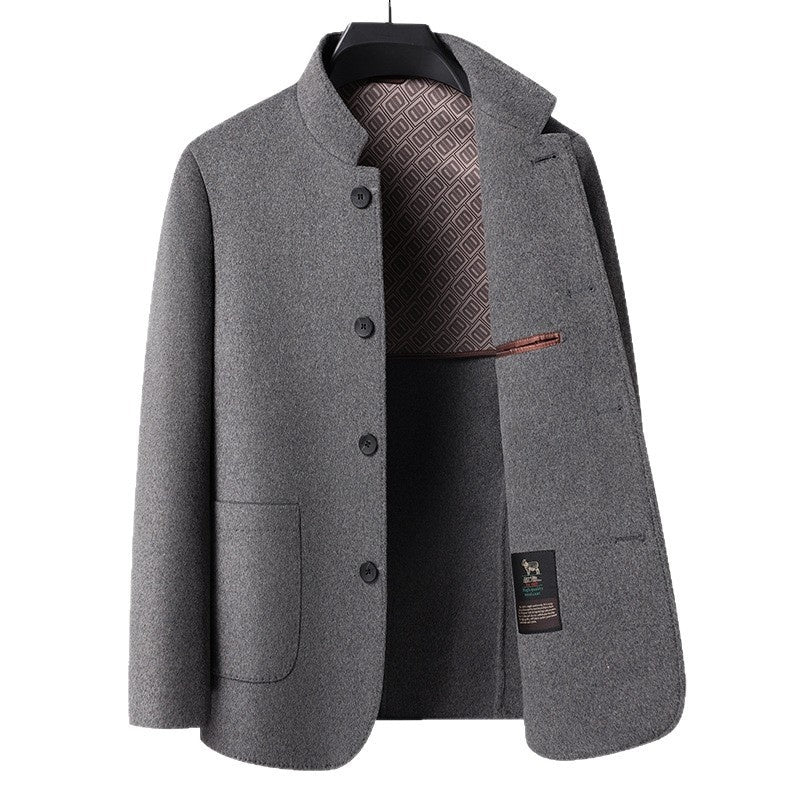 Men's Mid-length Stand Collar Double-faced Woolen Goods Wool Overcoat