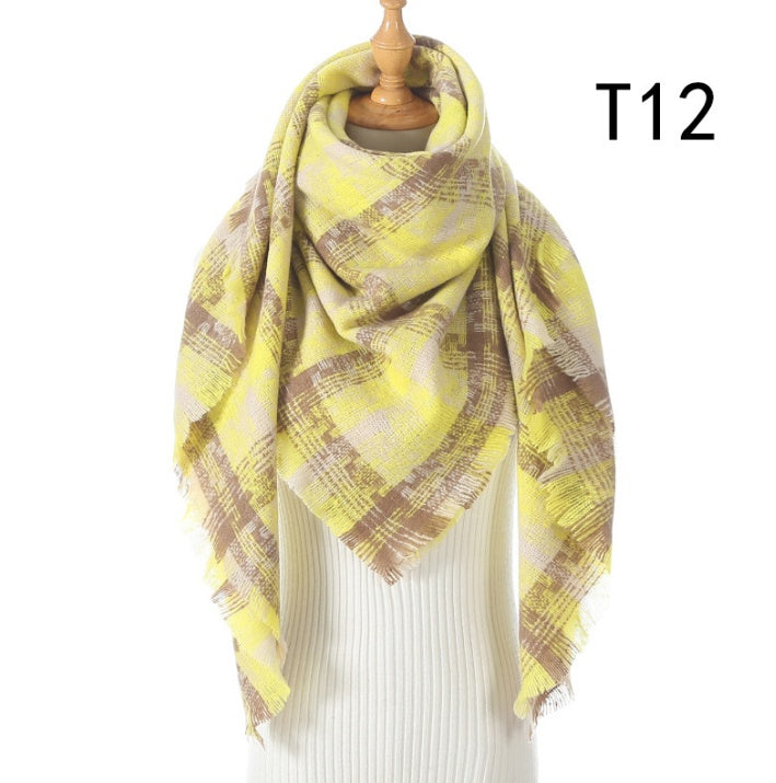 Women's Cashmere Plaid All-match Thick Warm Scarf