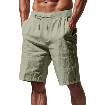 Men's Beach Pants Loose Casual Linen Solid Color Shorts