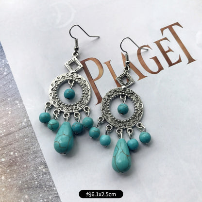 European And American Elegance Retro Turquoise Earrings
