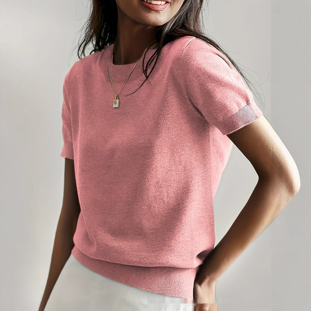 Round Neck Short Sleeve Thin Loose Casual Women's Sweater