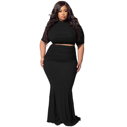 Midriff Outfit Plus Size Women's Two-piece Suit