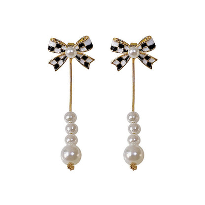 Women's New Pearl Bow Earrings
