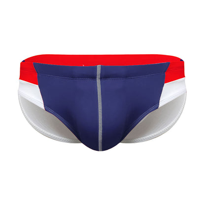 New Men's Bright Line Color Matching Swim Briefs Hip Drainage Line