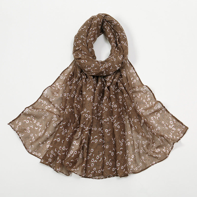 Fashion Floral Polyester Cotton Scarf Artistic Women