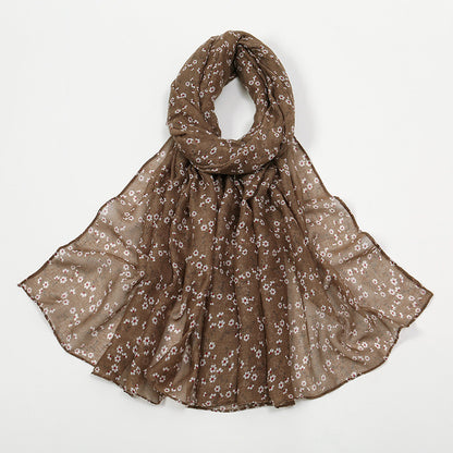 Fashion Floral Polyester Cotton Scarf Artistic Women