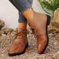 Retro Pointed Fashion Ankle Boots Women Flat Low Heel