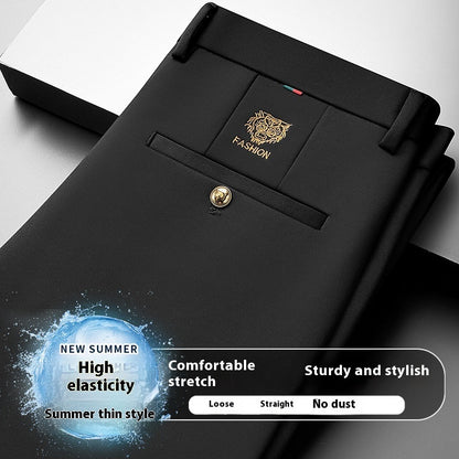 Business Suit Pants Men Ice Silk Casual Pants