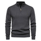 Half-zipper Pullover Sweater Men's Fashion Casual Stand Collar Long-sleeved Knitted Tops Fall Winter Clothing